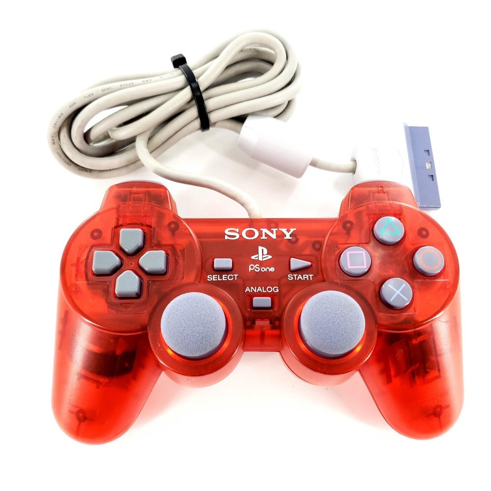 Sony PlayStation 1 PSOne DuelShock Controller Clear Red SCPH-110 Tested & Works